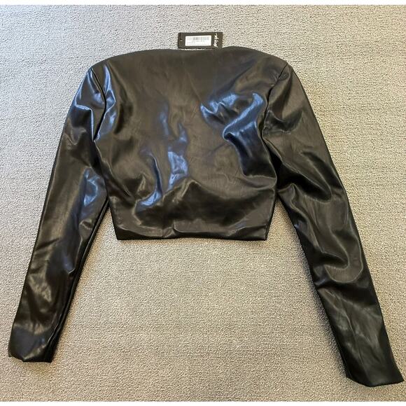 Nasty Gal Collection Womens US 6 Faux Leather Twist Front Crop Top - Picture 2 of 11